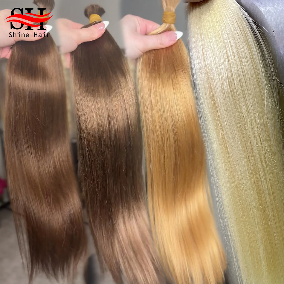 100% echt maagdelijk menselijk haar bulkverlenging 1b 613 blond haar bulk 10a weven voor vlechten onverwerkt geen inslag steil haar