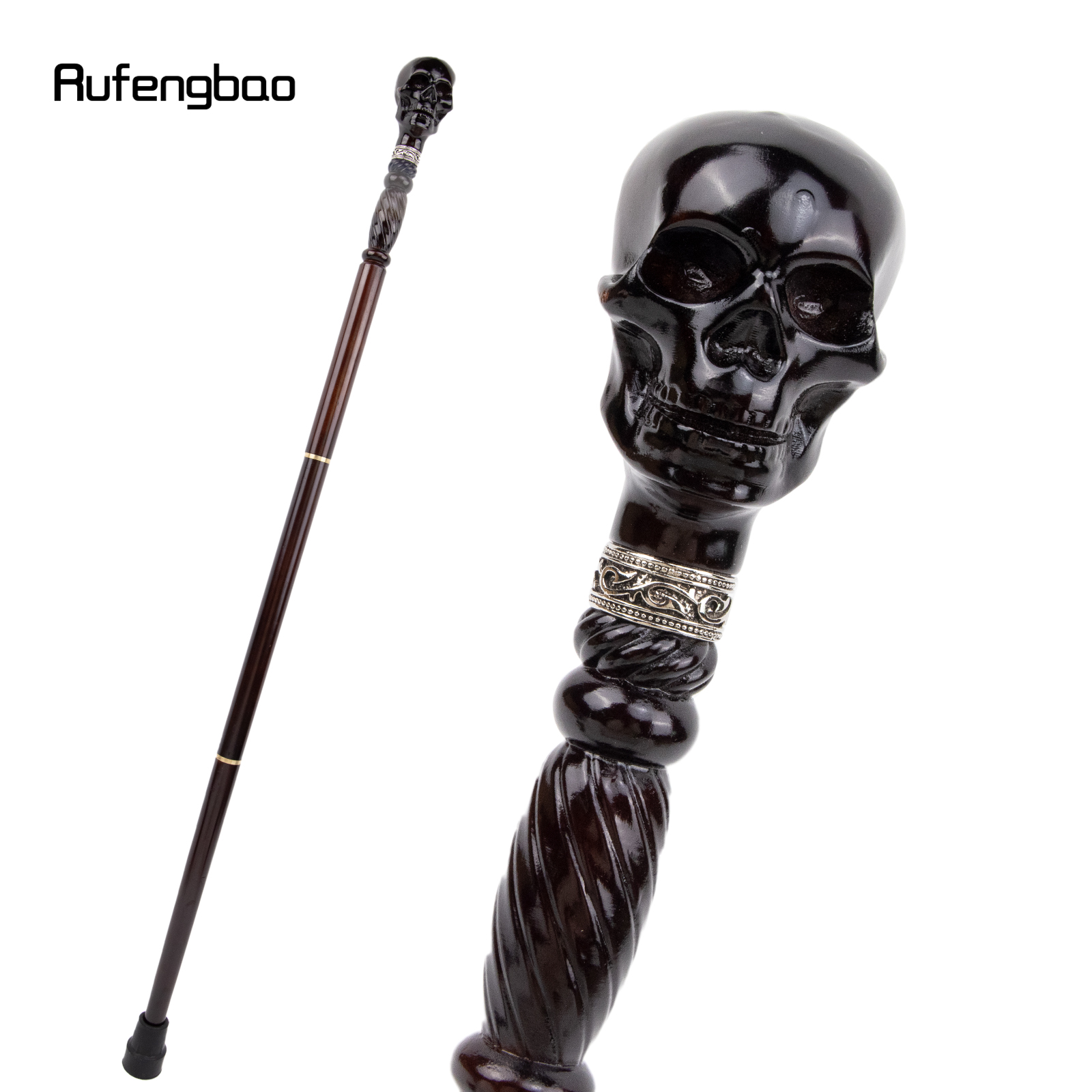 สีดํา Creative Devil Skull ไม้แฟชั่นเดิน Stick ตกแต่ง Cosplay ไม้เท้าฮาโลวีน MACE Wand Crosier 93 ซม