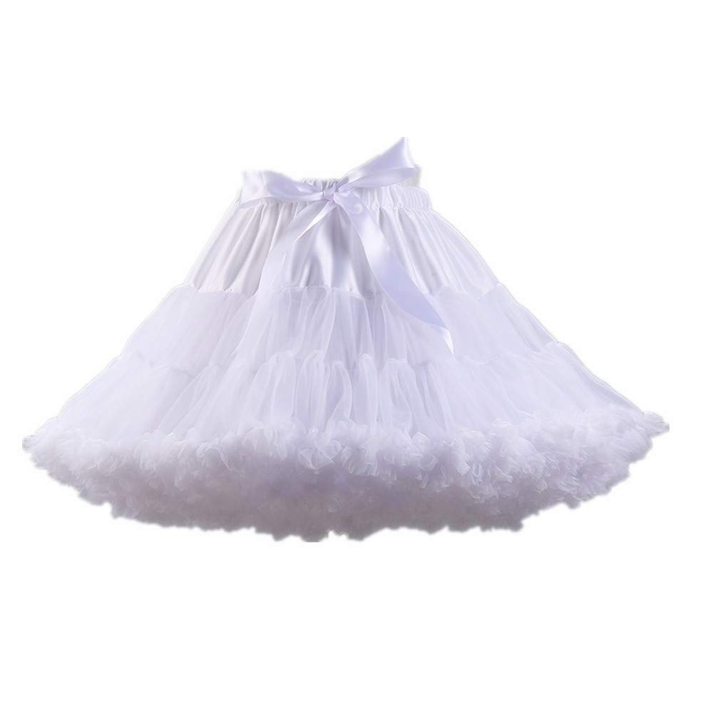 Dames 3-laags Geplooide Tule Petticoat Wit Zwart Tutu Gezwollen Party Cosplay Rok