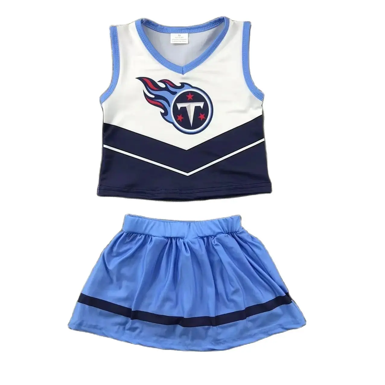 Set cheerleader rompi bayi 0-16 tahun perempuan, baju dan celana pendek, setelan jersey olahraga, pakaian basket luar ruangan, pakaian olahraga
