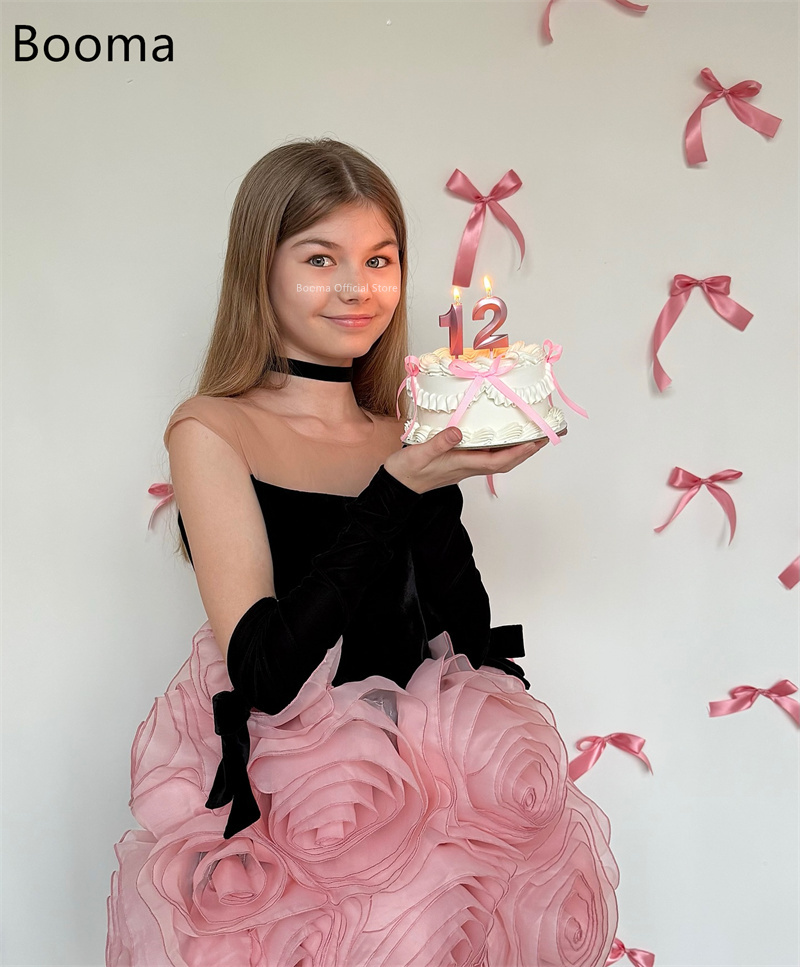 Booma A-Linie Blumen Mädchen Kleider Hochzeit Party Kleid für Kinder Ärmellose Blumen Mädchen Ballkleider Maßgeschneidert 2025