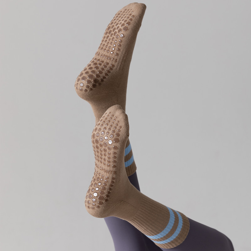 Cotton Dày Terry Vớ Tập Yoga Silicon Chống Trơn Trượt Giữa Bắp Chân Pilates Tất Tầng Tất Nữ Trong Nhà Nhảy Tập Thể Dục vớ Thể Thao