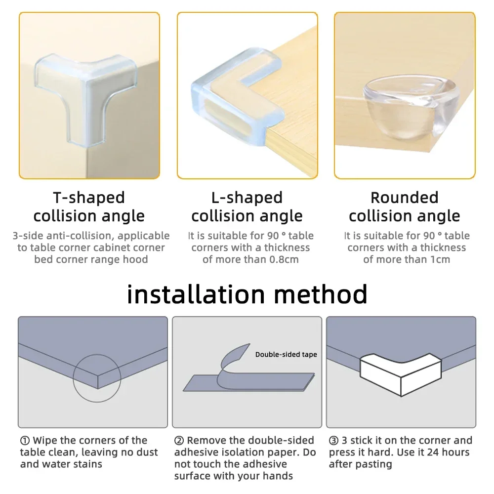 Baby Safety Corner Protection Table Silicone Edge Corner Guard Transparent Anti Collision Desk Protection Cover