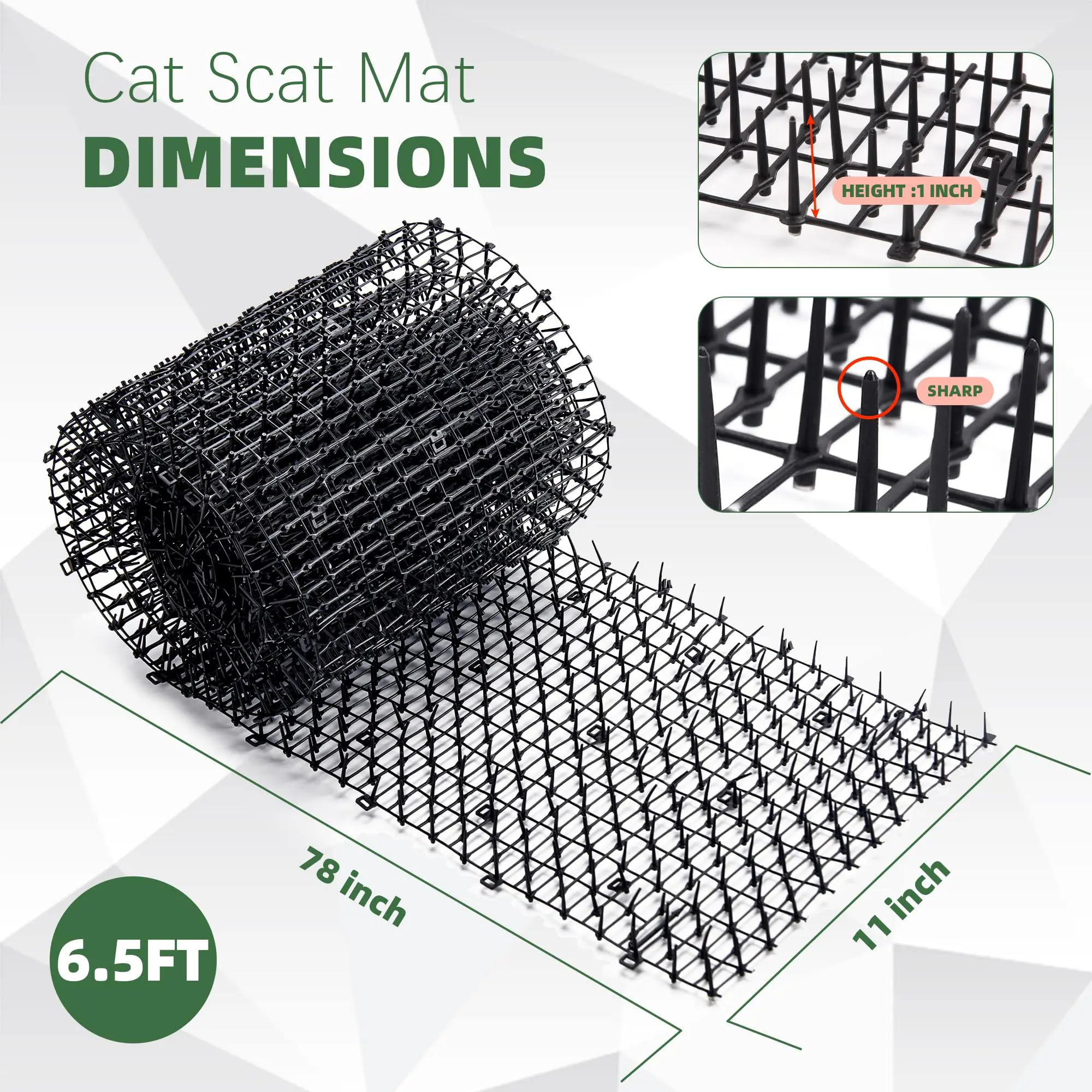 2M Cão Gato Scat Mat Animal Dissuasor Repelente Plástico Scarer-Spike Tool Ferramentas domésticas do jardim da esteira anti do gato do polipropileno
