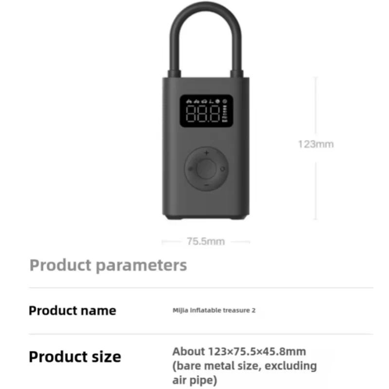 Xiaomi Mijia Pompa d'aria 2 Compressore d'aria portatile 25% Velocità Boost Mini Treasure Type-C LED Multitool Gonfiatore Treasure 150PSI