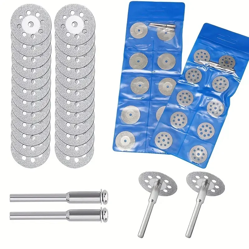 10Pcs Mini Sharp With Hole Diamond Cut Off Rotary Tool Cutting Disc Disks DIY Tools Accessories For Dremel 2Pcs Rod