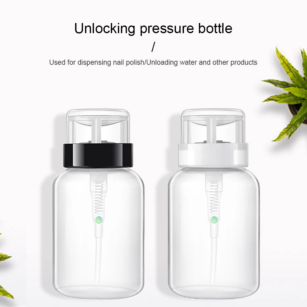 200ML 빈 펌프 액체 알코올 프레스 매니큐어 리무버 클리너 병 네일 리필 용 병 디스펜서 매니큐어 용기