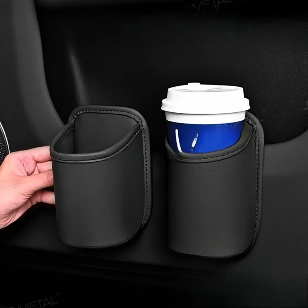 Porta do carro suporte de copo couro automotivo bebida rack armazenamento bin auto assento traseiro suporte copo organizador para acessórios interiores do carro