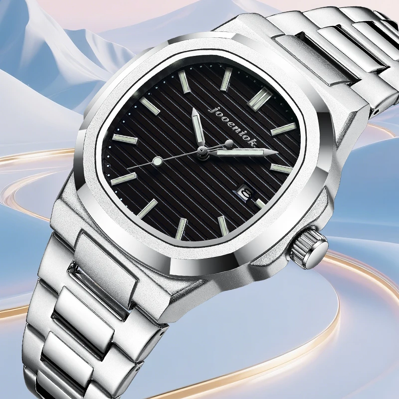 TOP Luxury Square Manนาฬิกาวันที่กันน้ําผู้ชายนาฬิกาข้อมือหนังคุณภาพสูงผู้ชายนาฬิกาควอตซ์ + กล่องReloj 2025 ใหม่