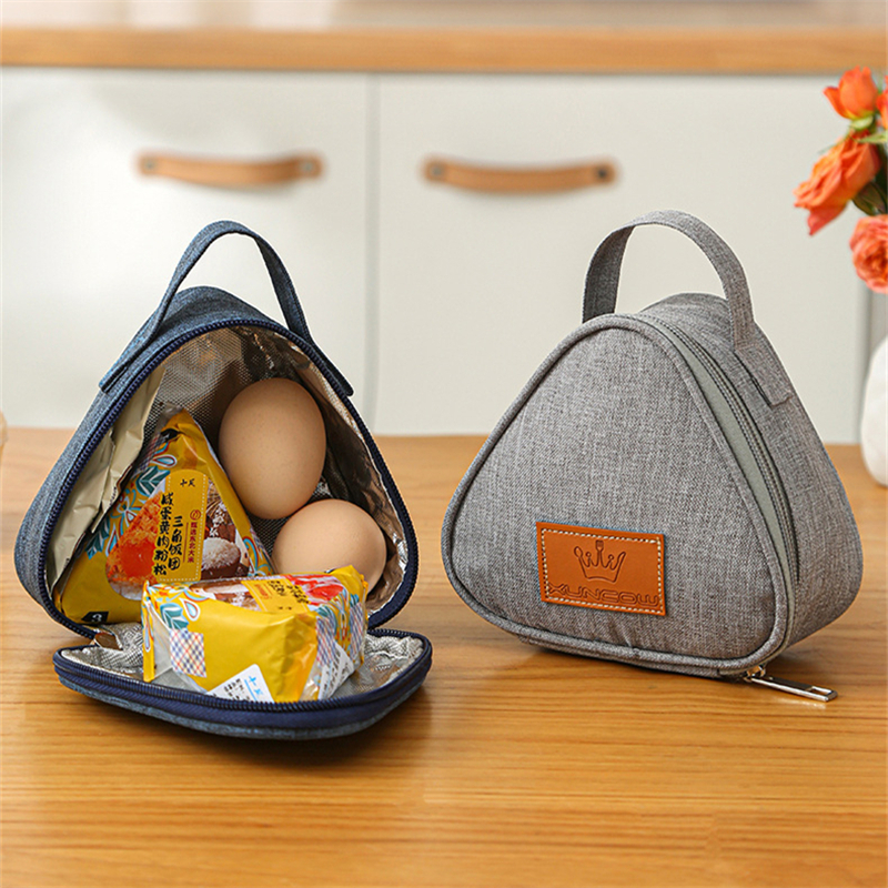 Mini saco de isolamento triangular folha de alumínio refrigerador térmico almoço tote estudante saco bola arroz lancheira bento almoço transportar sacos