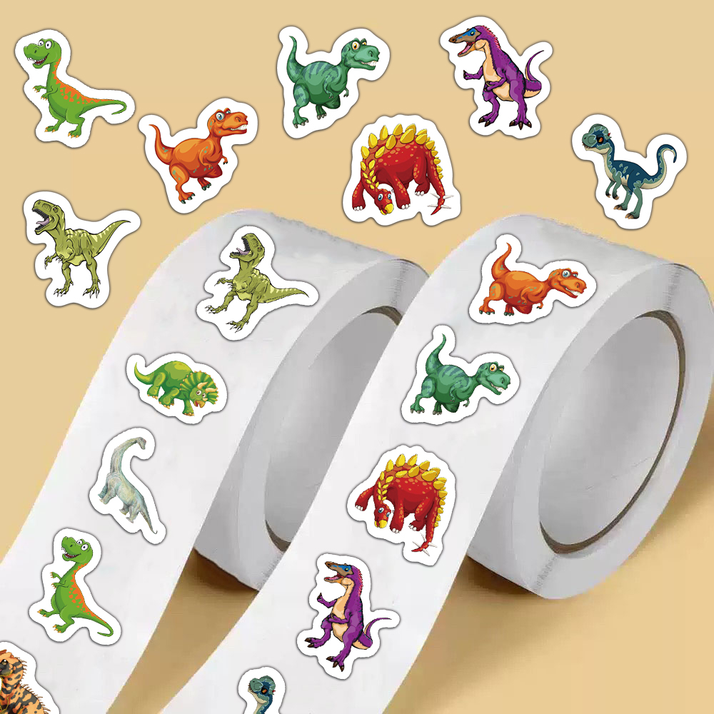 500PCS Kreative Explosive Dinosaurier Roll Aufkleber Dekorative Geschenk Serie Etiketten Notebook Selbstklebende Wasserdichte Aufkleber