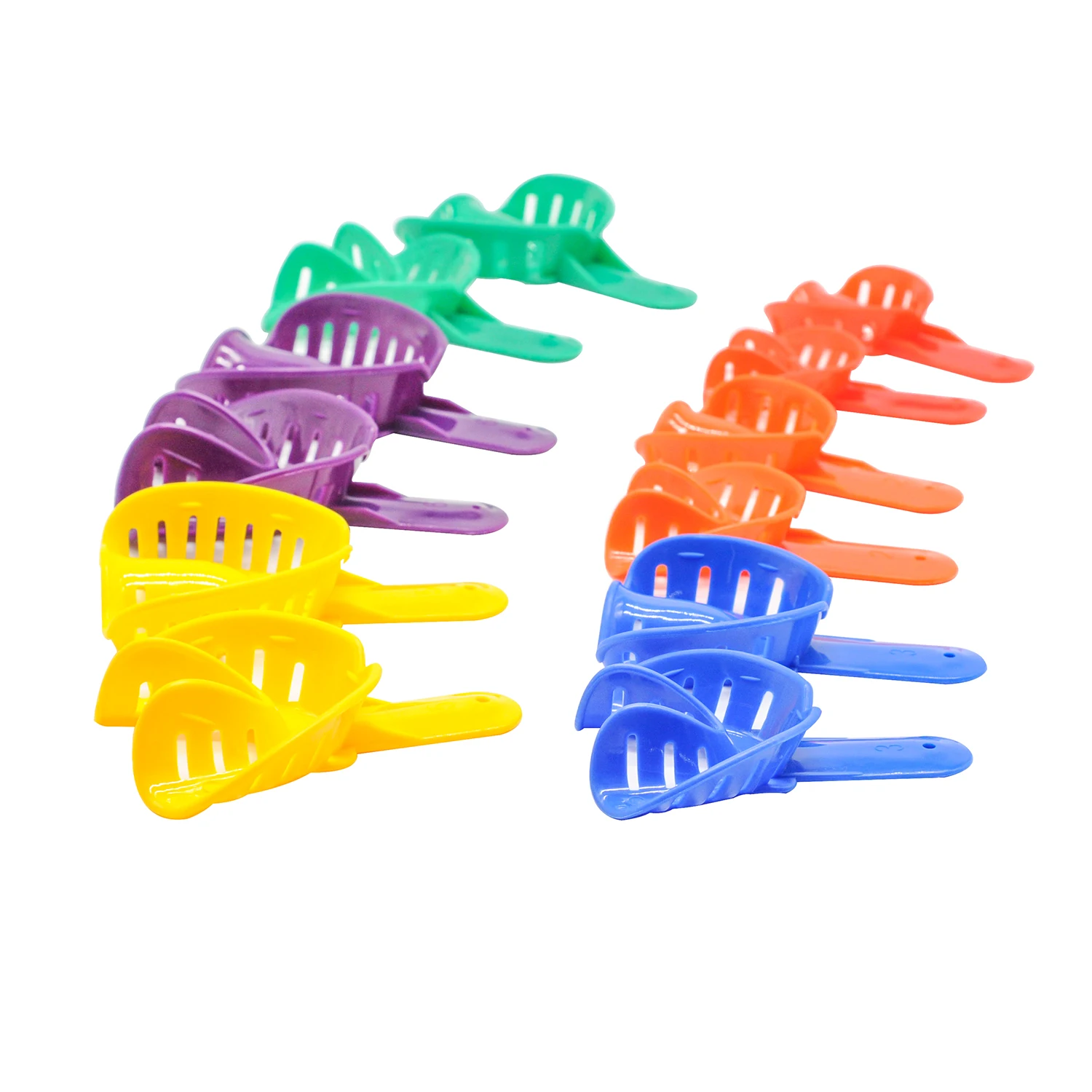 12 stuks tandheelkundige afdruklepels laboratoriumset kunststof volwassenen en kinderen meerkleurige bovenste onderkaak voor nauwkeurig gieten tandartsbenodigdheden