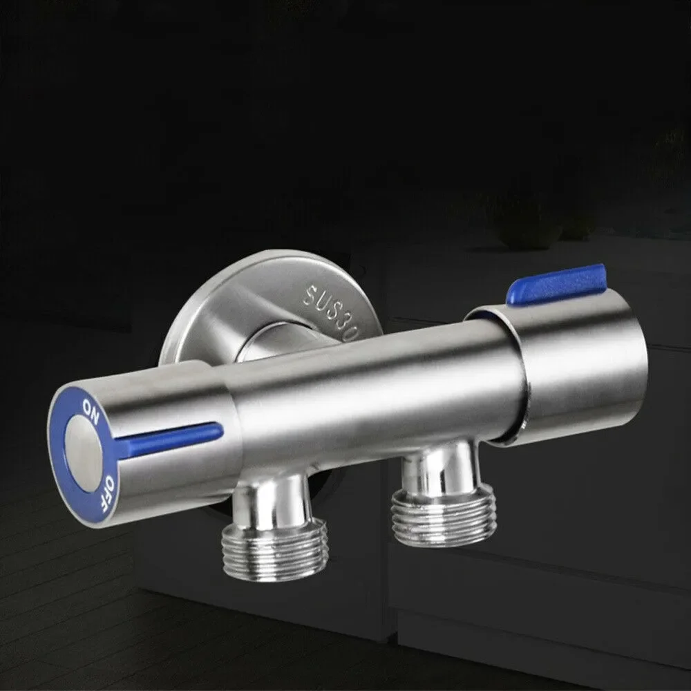 Bathroom Faucet Dual Control Double Handle Stainless Steel Cold Water Faucet Bathroom Washing Machine Faucet Triangle Valve