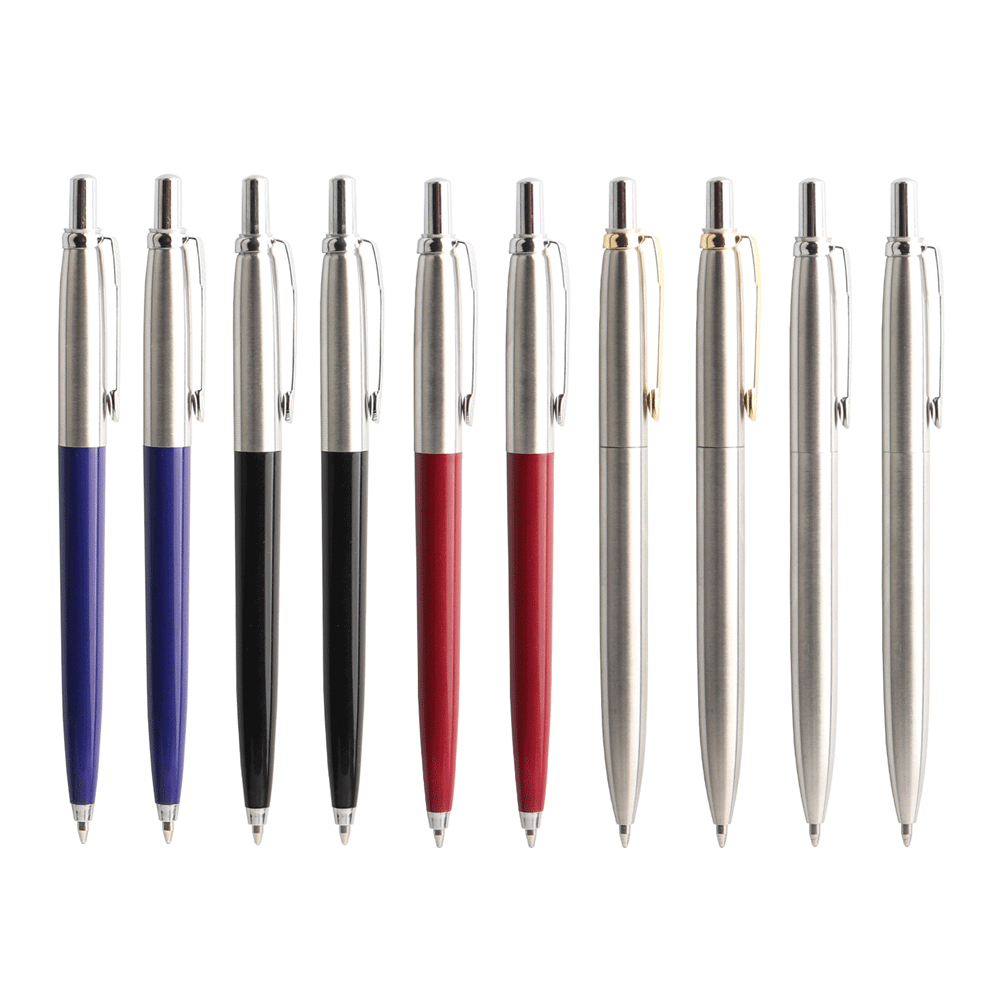 10 Pcs/Set Metal Ballpoint Pens Automatic Ball Pen G2 Refill Black Blue Ink For School Office Stationery Supplies Writing 0.7mm