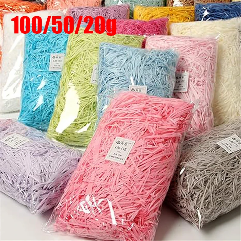 Filos y hebras de papel de rafia multicolor, confeti arrugado triturado para envolver cajas de regalo DIY y relleno de cestas, 100-20g