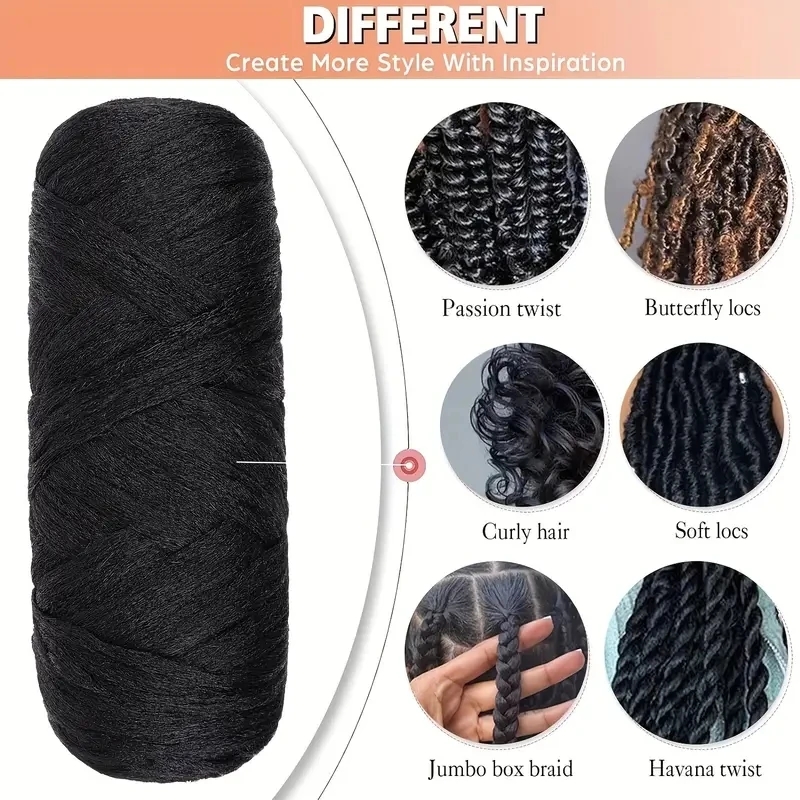 4-10 rolos de fio acrílico de cabelo de lã brasileira preta para cabelo de crochê sintético africano tranças jumbo tranças torção wraps70g/rolo