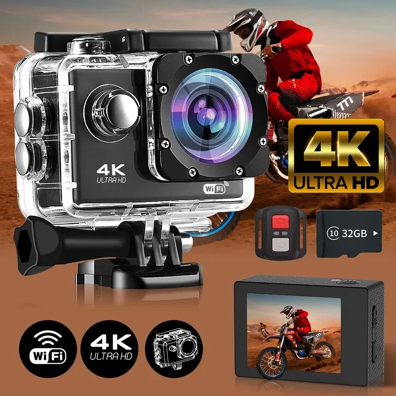 Cámara de acción Null Outdoor 4K WiFi grabación de vídeo 4K/30FPS 2,0 "170D GPS 4X Zoom cámara deportiva impermeable subacuática casco