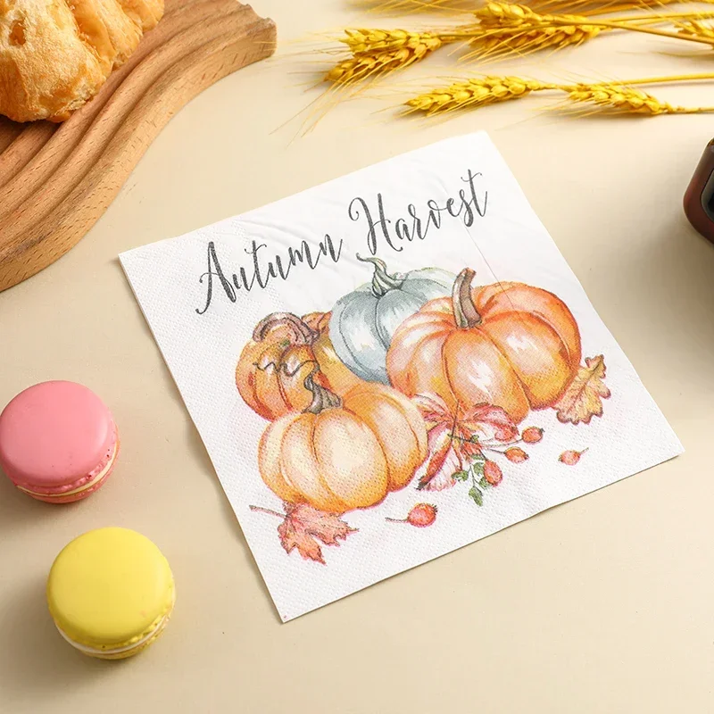 10/20 pz 33cm 2Ply ringraziamento zucca tovaglioli di carta colorati tovaglioli per feste tovagliette di carta decorativa farfalla carta barlet