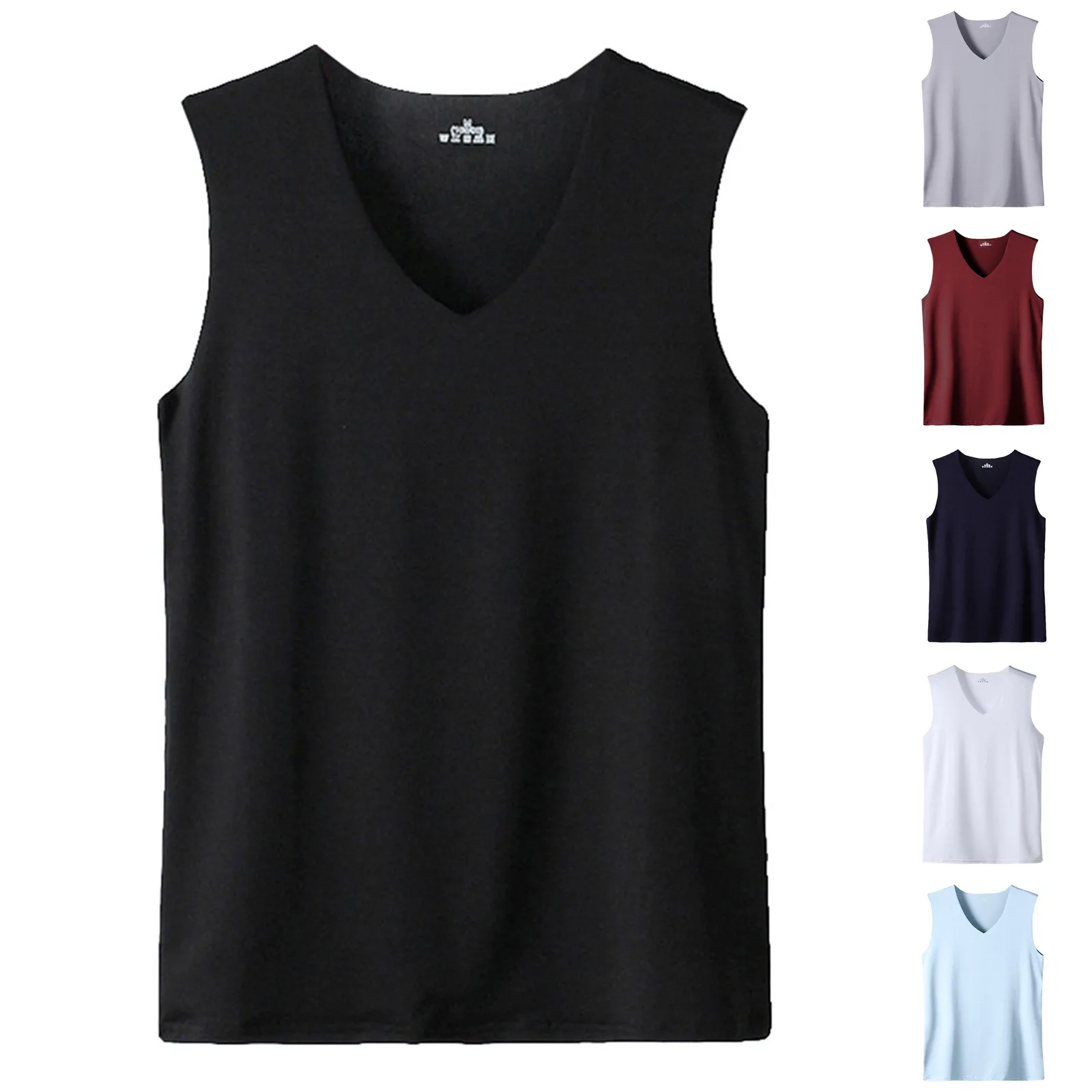 Colete sem mangas multicolor masculino, top fino e respirável com decote em v, seda gelada, sem traceless, verão