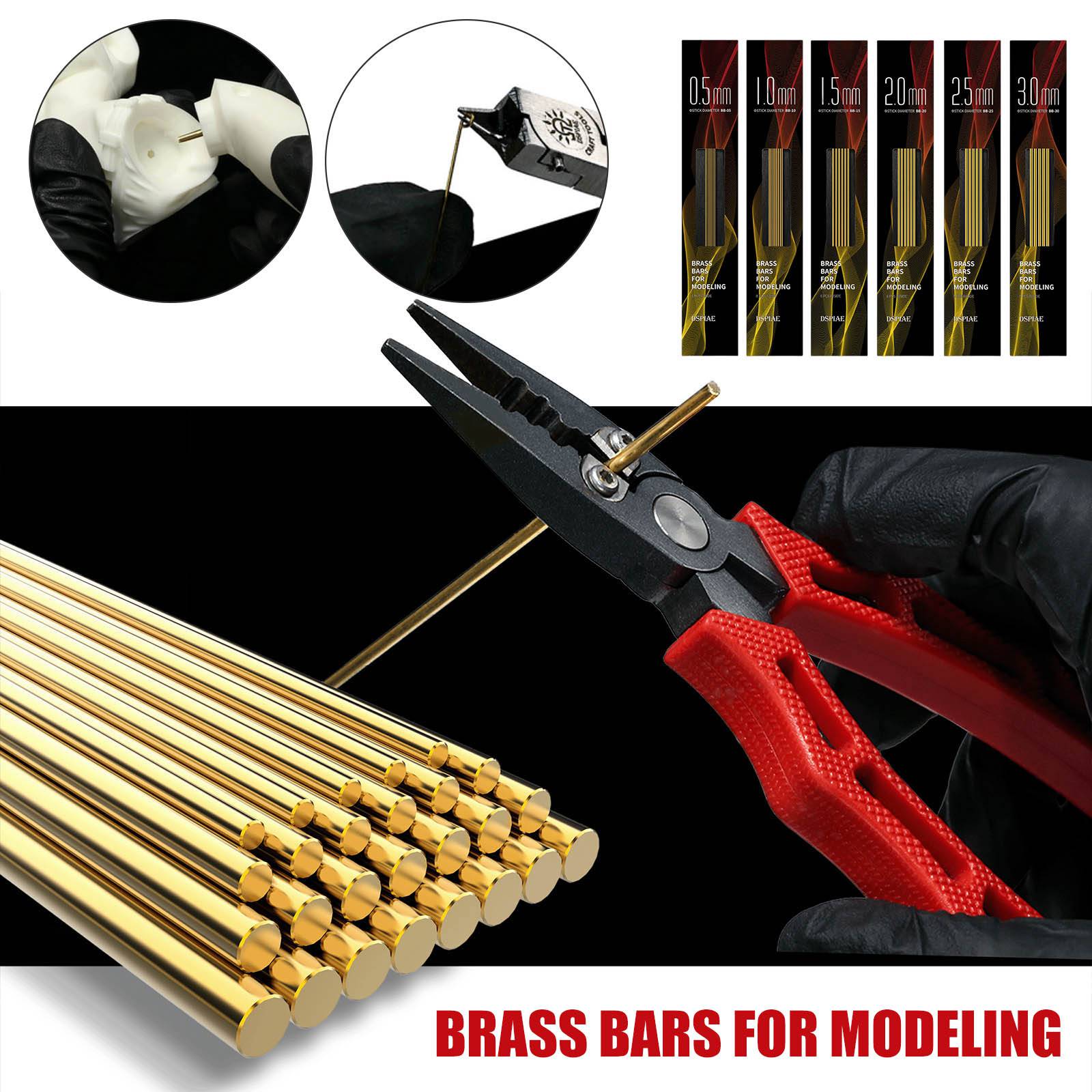 Dspiae BB(05-30) Series Barres en laiton pour marijuana, tiges en laiton massif sans plomb, qualité dorée, 0.5mm, 1.0mm, 1.5mm, 2.0mm, 2.5mm, 3.0mm