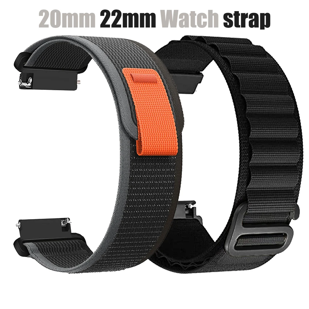 Nylon band voor HaiWei Galaxy Watch 7 6 5 4 40 mm 44 mm Classic/Active/Gear S3 Frontier 20 mm 22 mm Sport Loop Strap Amazfit GTS 3 4