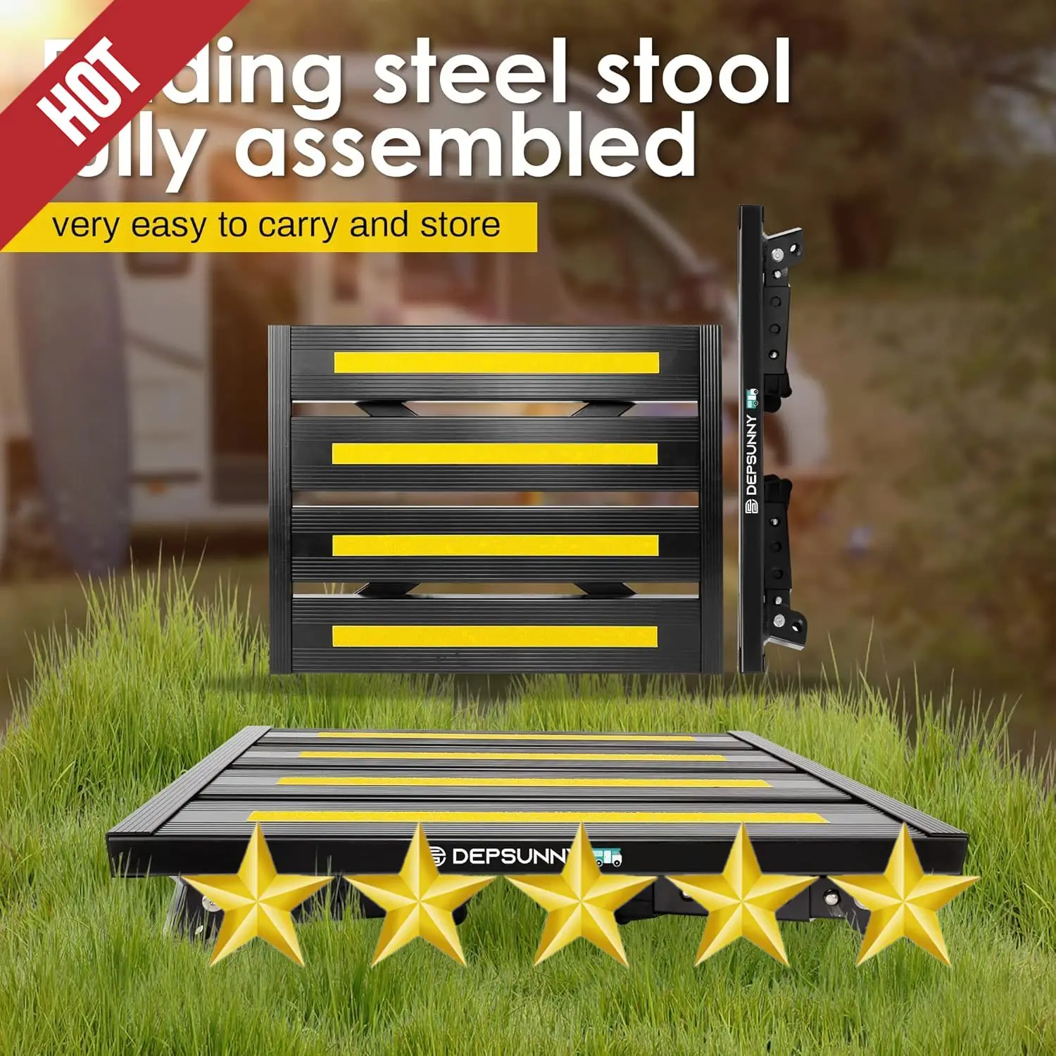 Easy to CarryAdjustable Height Aluminum Step, Stable Foldable Platform Step Stool, Supports Up to 1,000 lb, Non-Slip Rubber Feet