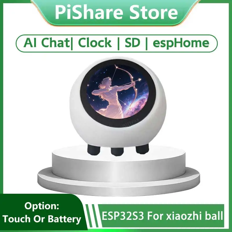 EspHome Assistant Совместимость XiaoZhi AI Голосовой чат Robot Ball ESP32-S3 1,28-дюймовый ЖК-дисплей N16R8 Макетная плата Wi-Fi Часы DeepSeek