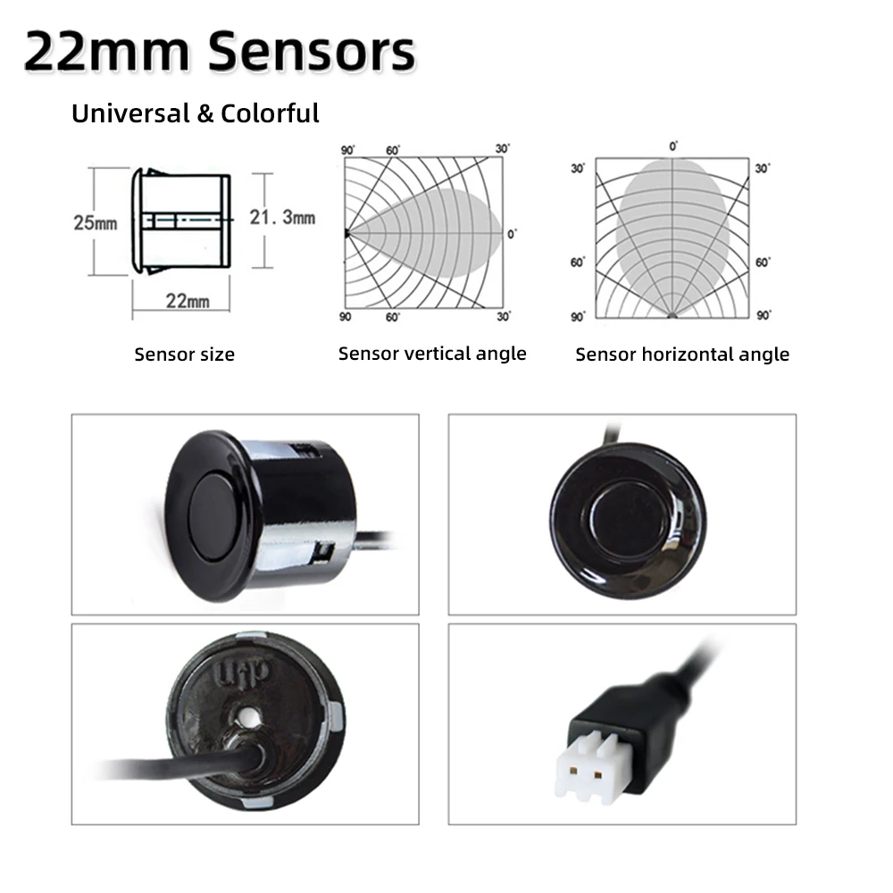 HIPPBQCC Kit de sensores de aparcamiento para coche 4 sensores zumbador 22mm Radar de respaldo inverso sistema de sonda indicadora de alerta de sonido 12V envío gratis