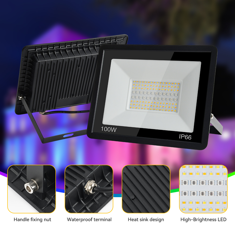 RGB Flutlicht TUYA Smart Control Flutlicht RGBCW IP65 Outdoor Licht 50W 100W Mehrfarbige Strahler WIFI Verbinden Für garten Bac