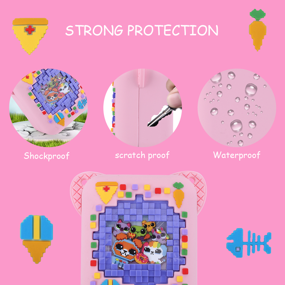 シリコン保護ケース ストラップ付き トラベルケース 耐衝撃 落下防止 3D フードプリント Bitzee バーチャル電子ペット用