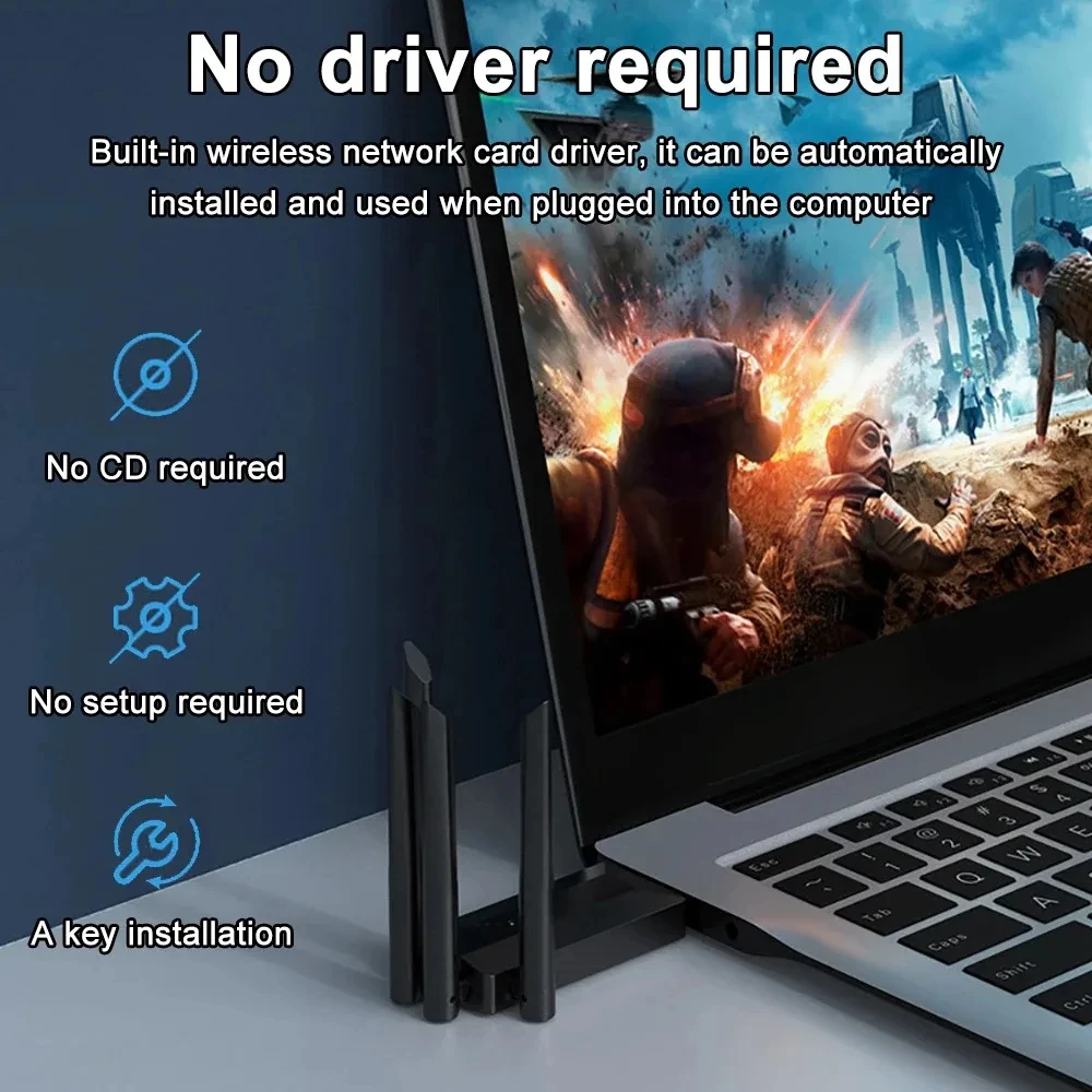 1200Mbps WiFi USB Adapter Network Card Dual Band 2.4G/5Ghz Wi-Fi Dongle 802.11AC 4 Antennas Wireless Receiver For PC Laptop