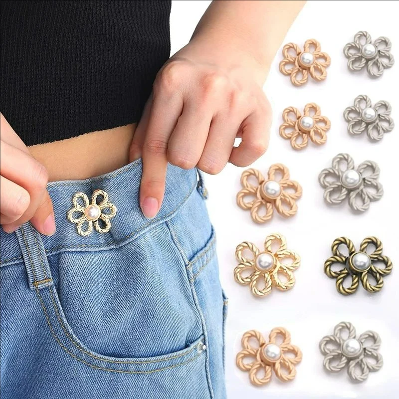1/4 stuks bloem tailleband spanner voor jeans broek jurk knoppen verstelbare draai decoratie taille gesp sieraden accessoires