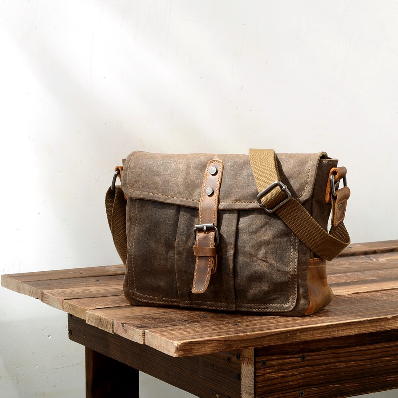 Borsa a tracolla da uomo vintage per uomo valigetta da lavoro borsa per laptop messenger in tela cerata impermeabile borsa a tracolla da esterno per uomo