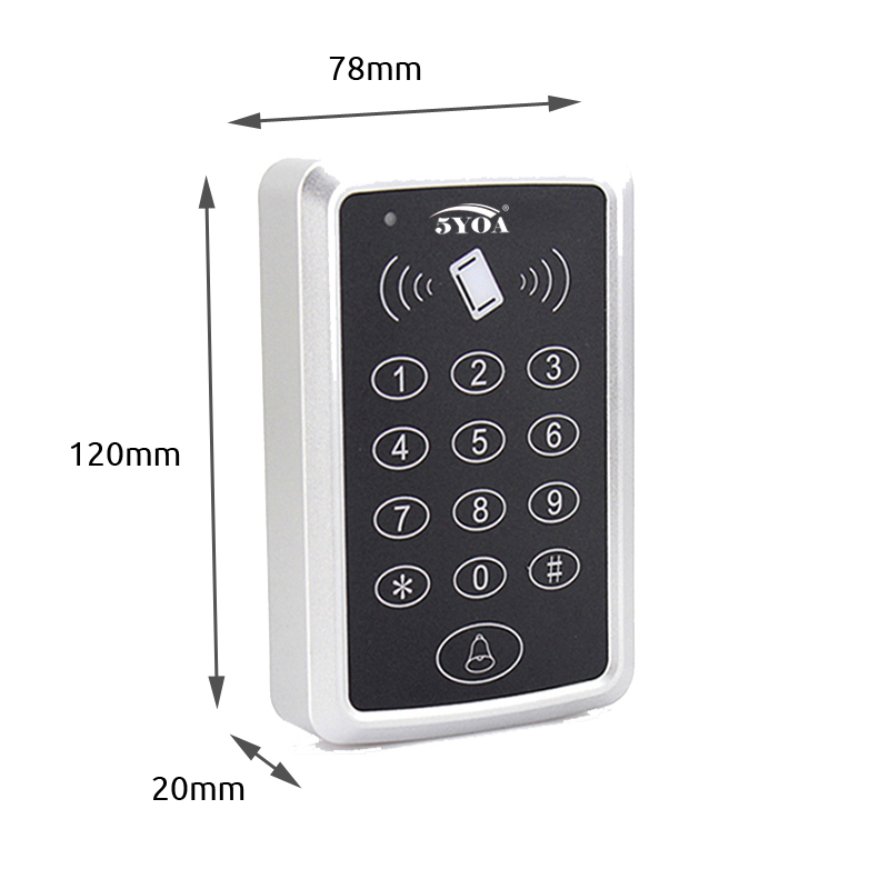 5YOA RFID Keypad Keyboard Access Control System Waterproof Cover Outdoor EM4100 TK4100 Keyfobs Door Opener for Home Lock System