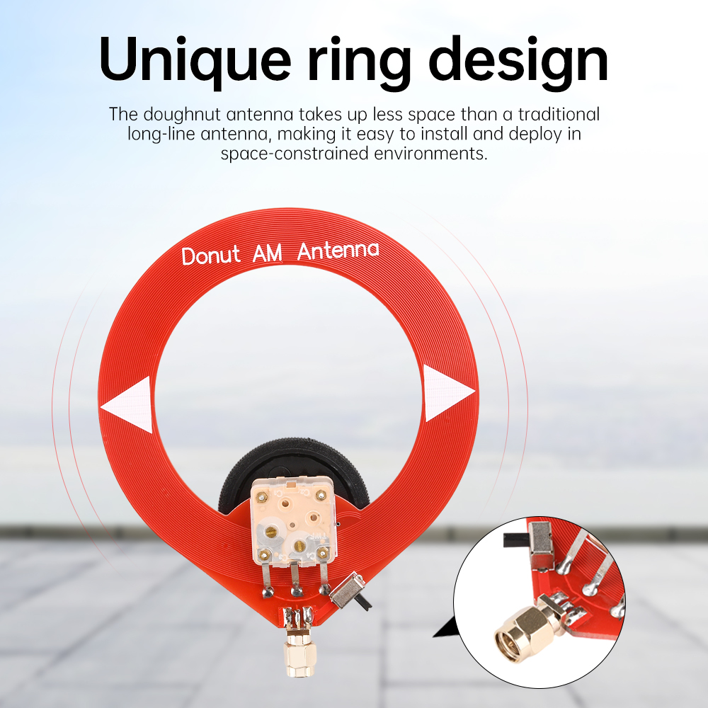 Mini Circle Antenna at mw sw Looping Antenna 4MHz-24MHz/500kHz-2000kHz/10k-180MHz Donut Medium Short Wave Antenna for Radio