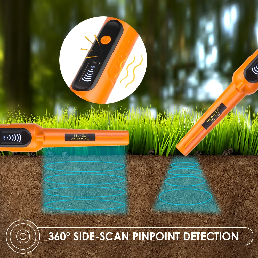 Pinpointer impermeável portátil profissional do detector de metais com 360 °   Tecnologia de varredura lateral para caça ao tesouro ao ar livre e busca de ouro