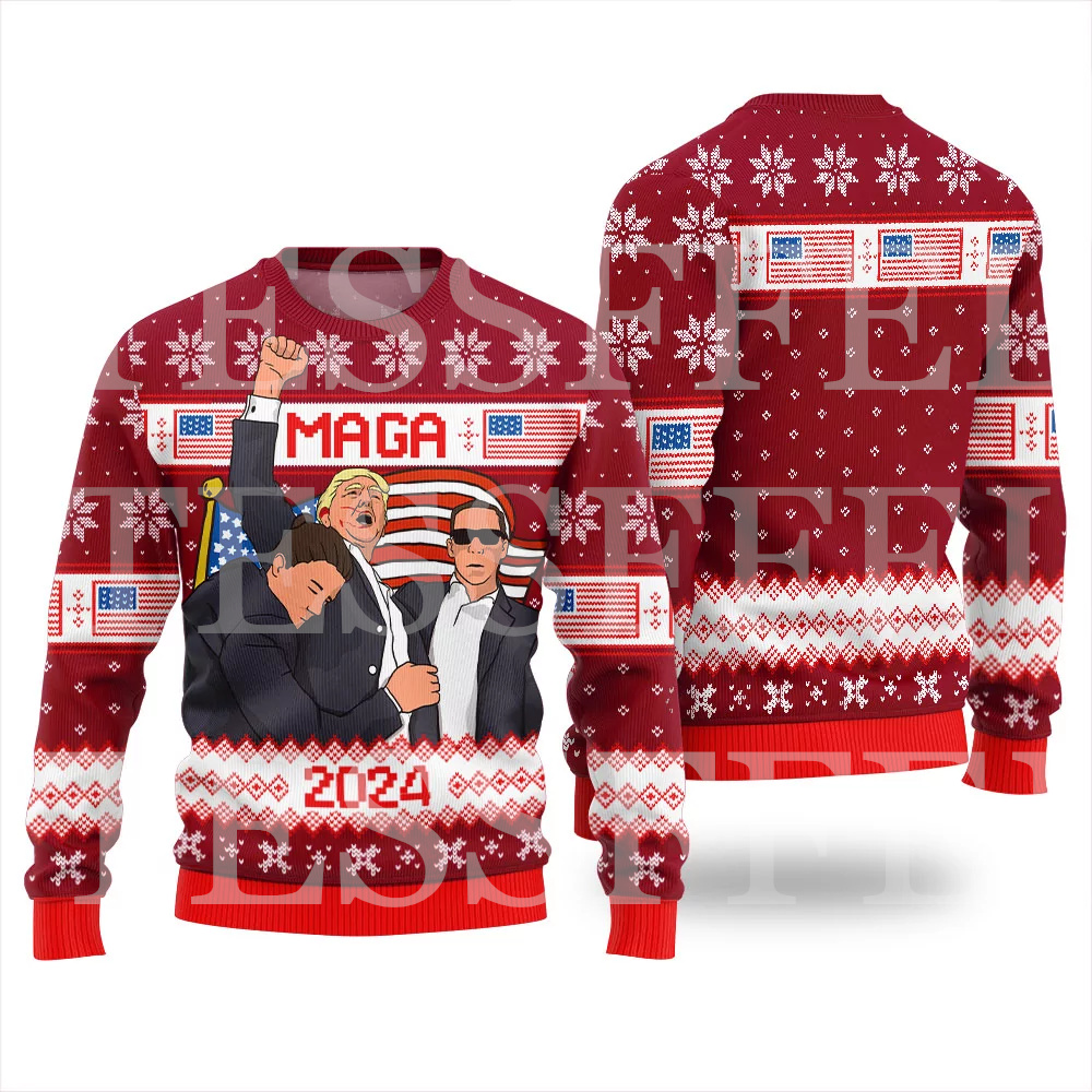 Suéter de malha de algodão com estampa de cães e gatos, Harajuku casual, impressão tridimensional, manga comprida, pulôver vintage para o Halloween, Natal, urso, retrô, feio, inverno