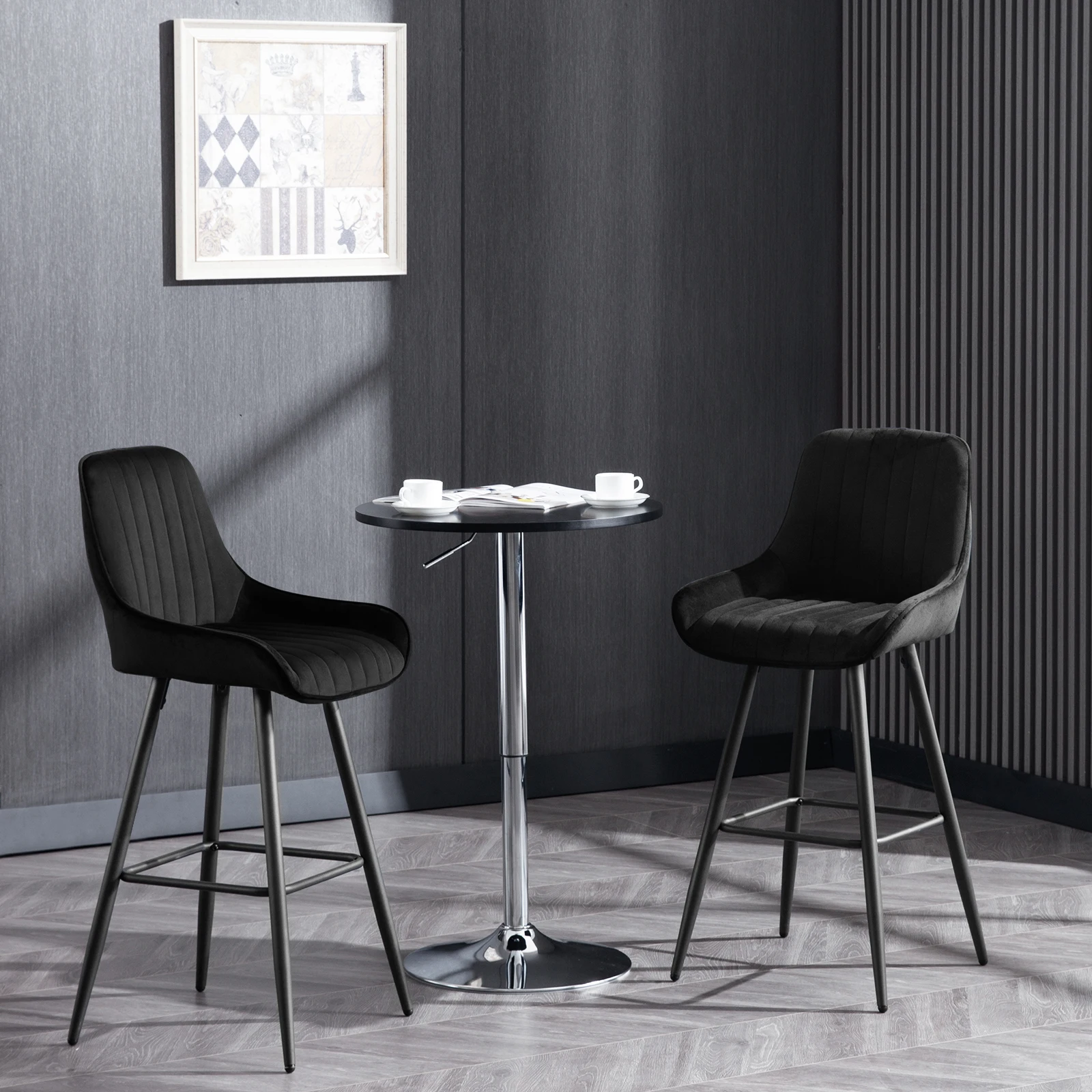 WOLTU 2 pièces/ensemble tabourets de Bar ergonomiques avec dossier chaise haute moderne repose-pieds carré chaise en velours pour Bistro Restaurant café