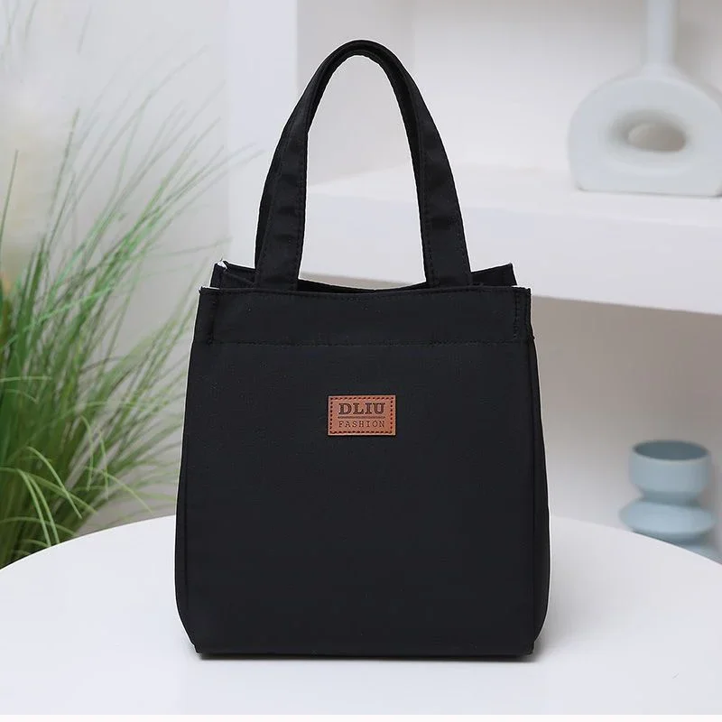 Bolsa Bento Simple de gran capacidad para salir y tomar el almuerzo para trabajar, bolsa de almuerzo con aislamiento de papel de aluminio, bolso de mano 2025