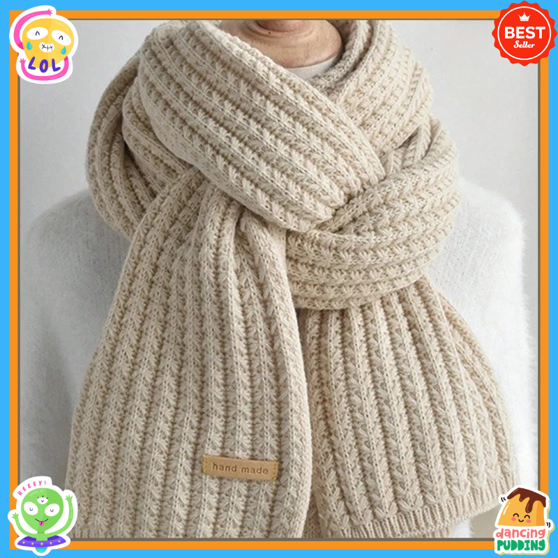 Unisex thick wool and cashmere scarf, long and warm winter neck accessory, suitable for travel and office use.