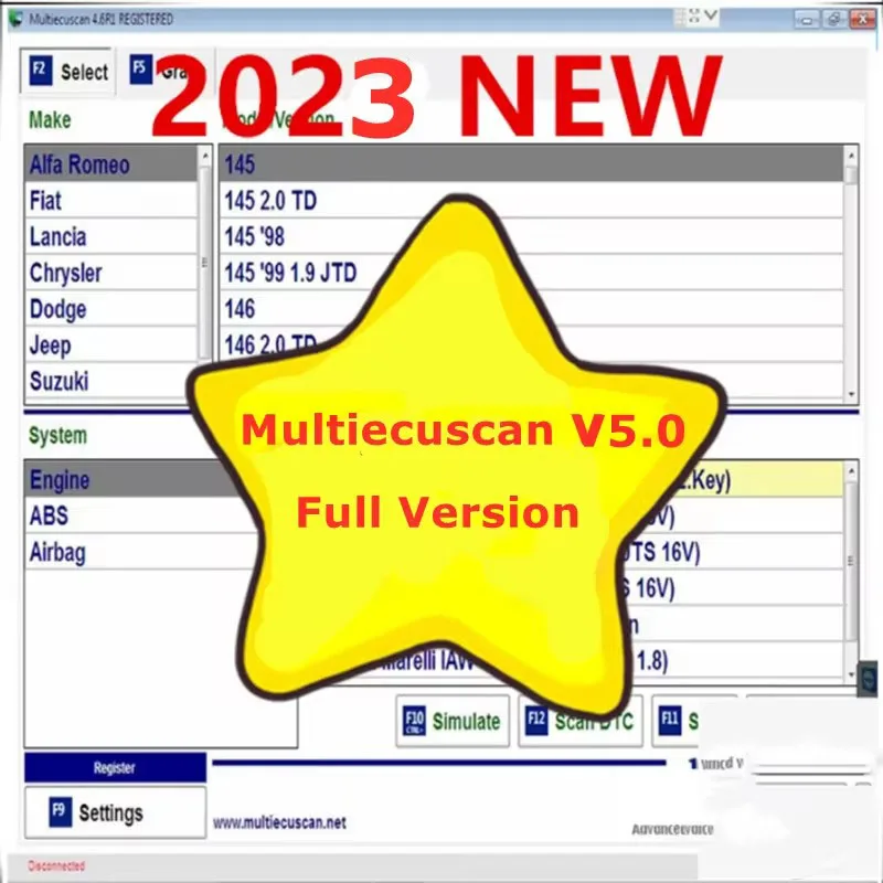 Nuevo software original fiat multiecuscan 2023 Multiecuscan V5.0 para Fiat/Chrysler/Dodge/Jeep/Suzuki Scanner Software V4.8 trabajo