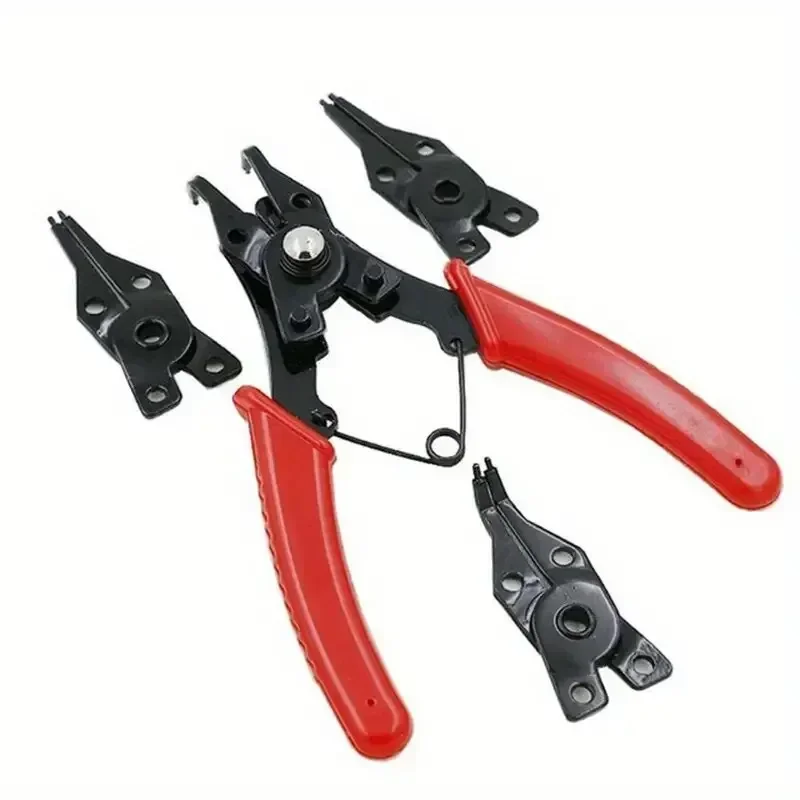 4-In-1 คีมแหวนชุดคีมแหวน Snap Multi CRIMP ที่ถอดออกได้ Plier หัวยึดคีมแหวนเครื่องมือมัลติฟังก์ชั่น