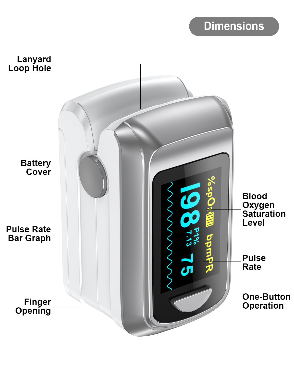 HealthTree oxímetro De pulso para dedo saturación De oxígeno en sangre SpO2 PI Oximetro De Dedo Pulsioximetro oxímetro Bluetooth Control por aplicación