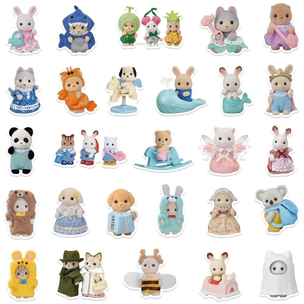 10/30/55pcs Kawaii Calico Critters สติกเกอร์สําหรับแล็ปท็อปสมุดภาพกันน้ําการ์ตูน Graffiti Decals เด็กน่ารักสติกเกอร์ของเล่นตกแต่ง