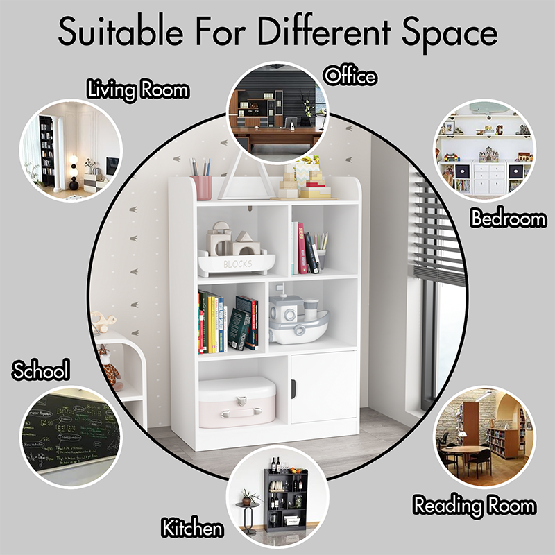 Kids Bookcase,Bookshelf with 6 Compartments,Freestanding Shelves and Cube Organizer,for Bedroom Living Room Office Closet School