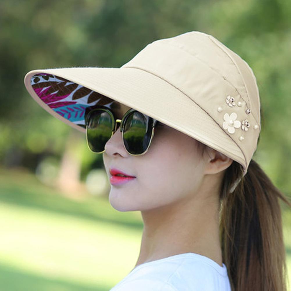 ファッションレディースレディース夏休みつば広折りたたみ日よけ帽子抗 UV ビーチバイザーキャップカジュアル帽子