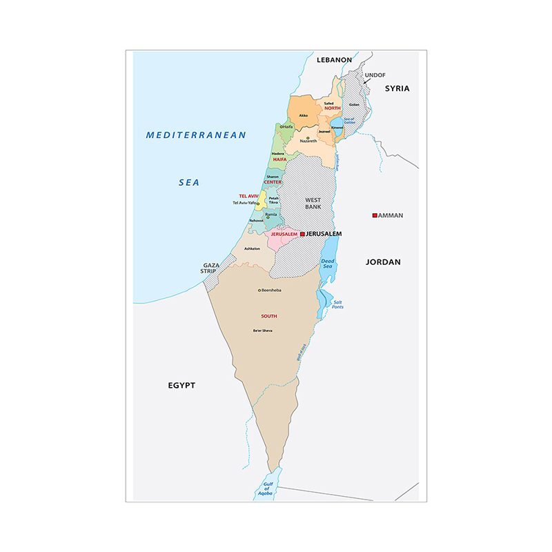 100*150Cm Israel Bản Đồ Hành Chính Trong Tiếng Anh Không Dệt Vải Canvas Tranh Nghệ Thuật Treo Tường Áp Phích Trang Trí Nhà đồ Dùng Học Tập