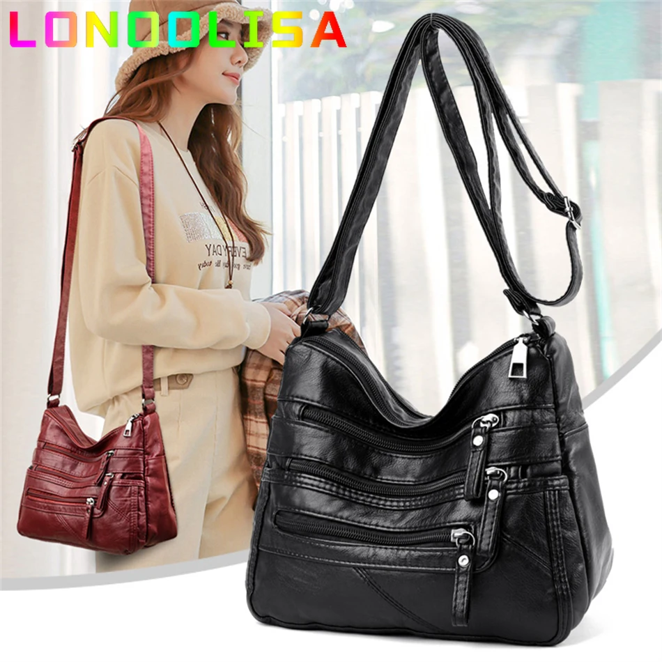 คุณภาพสูงผู้หญิงหนังนุ่มไหล่กระเป๋า Multi-Layer กระเป๋าคลาสสิก Crossbody กระเป๋าออกแบบกระเป๋าถือและกระเป๋า