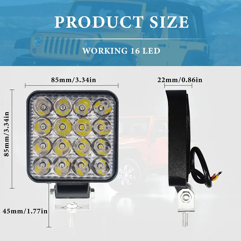 1/2 pièces voiture barre de LED lampe de travail MINI 16SMD 12V TV tout-terrain conduite antibrouillard vert bande lumineuse de travail pour camion SUV 4WD bateau ATV