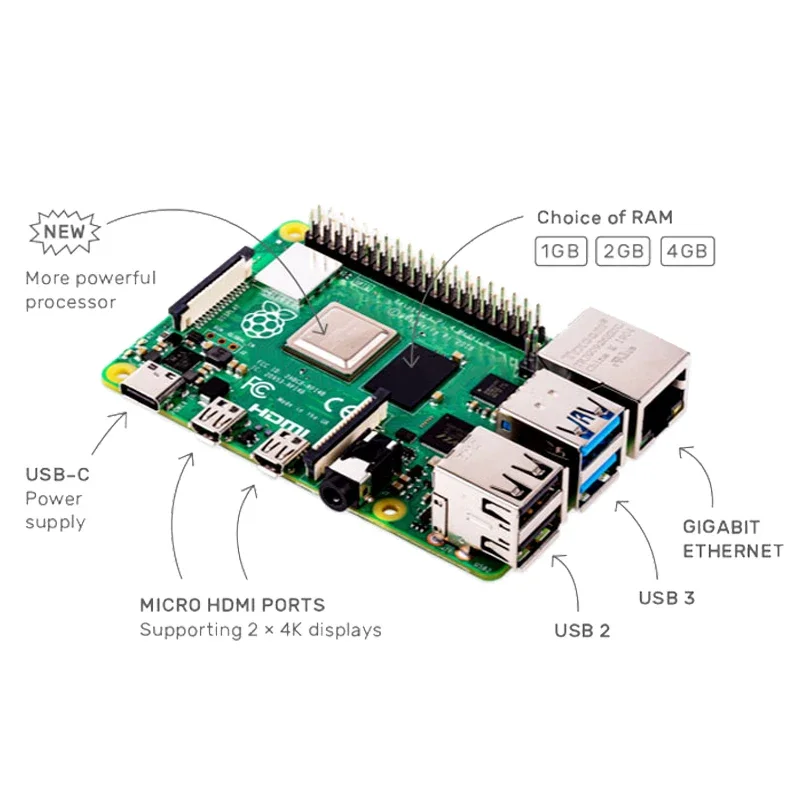 Raspberry Pi 4 Kit 8G 4G 2G 1 GB RAM + Case + Fan + Heat Sinks + Power Adapter + Video Cable Optional 32 64 GB TF Card for RPI 4
